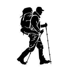 Hiker Logo Monochrome Design Style