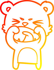 warm gradient line drawing angry cartoon bear