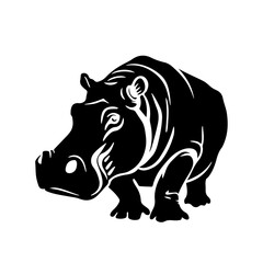 Hippo Mascot Logo Monochrome Design Style