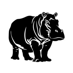 Hippo Mascot Logo Monochrome Design Style