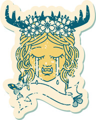 crying orc druid character face illustration