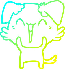cold gradient line drawing happy little dog cartoon