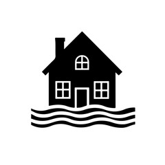 Home Flood Inside Logo Monochrome Design Style