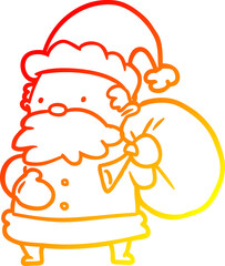 warm gradient line drawing santa claus