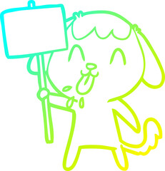 cold gradient line drawing cute cartoon dog