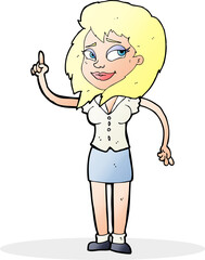 cartoon pretty woman with idea