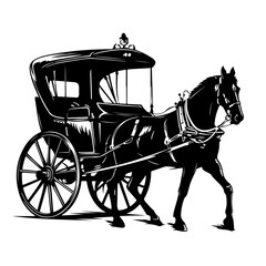 Horse Carriage Logo Monochrome Design Style