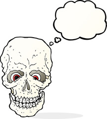 Obraz na płótnie Canvas cartoon spooky skull with thought bubble