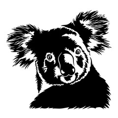 Koala Bear Head Logo Monochrome Design Style
