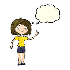 cartoon woman with idea with thought bubble