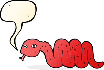 funny cartoon snake with speech bubble