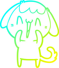 cold gradient line drawing cartoon laughing dog