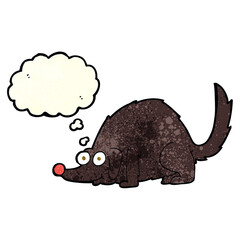 cartoon happy dog with thought bubble