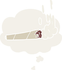 cartoon marijuana joint and thought bubble in retro style