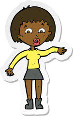 sticker of a cartoon surprised woman