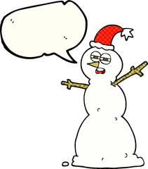 comic book speech bubble cartoon unhappy snowman