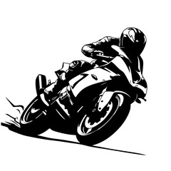 Motorcycle Racing Logo Monochrome Design Style - obrazy, fototapety, plakaty