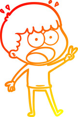 warm gradient line drawing cartoon shocked man
