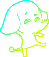 cold gradient line drawing cartoon elephant remembering