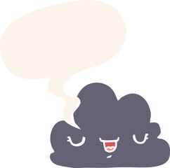 cute cartoon cloud and speech bubble in retro style