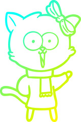 cold gradient line drawing cartoon cat