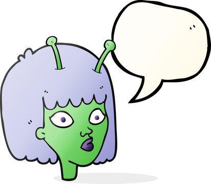 speech bubble cartoon female alien