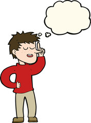 cartoon man with idea with thought bubble