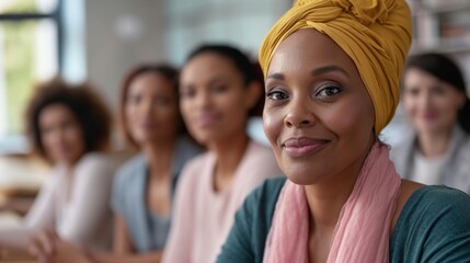 Obraz premium Woman determined to face cancer with resilience generative ai