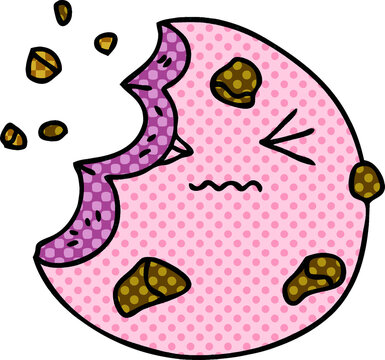quirky comic book style cartoon munched cookie