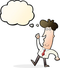 cartoon office man with thought bubble