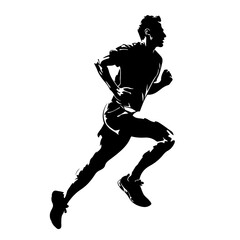 Fototapeta na wymiar Running Man Silhouette Logo Monochrome Design Style