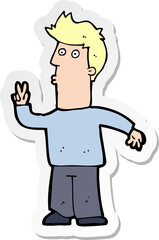 sticker of a cartoon man signalling with hand