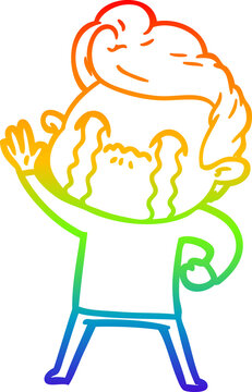 recommend clip art: rainbow gradient line drawing cartoon man crying