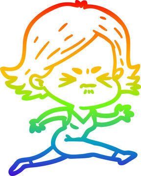 recommend clip art: rainbow gradient line drawing cartoon angry woman