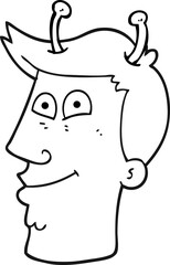 black and white cartoon alien man