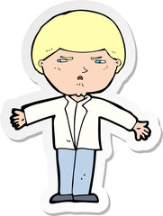 sticker of a cartoon annoyed man