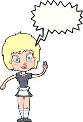 cartoon maid with speech bubble