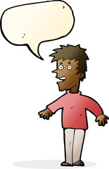 cartoon happy boy with speech bubble