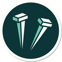 tattoo style sticker of iron nail
