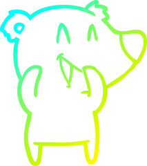 cold gradient line drawing laughing bear cartoon