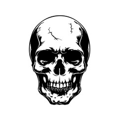 Skull head Logo Monochrome Design Style