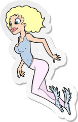sticker of a cartoon flying woman