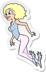 sticker of a cartoon flying woman