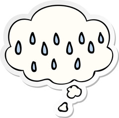 cartoon rain and thought bubble as a printed sticker