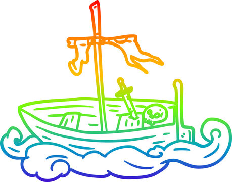 recommend clip art: rainbow gradient line drawing old shipwrecked boat