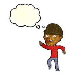 cartoon happy man with thought bubble