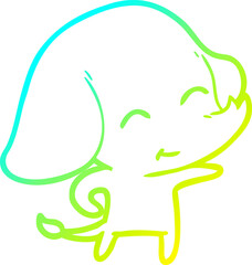 cold gradient line drawing cute cartoon elephant
