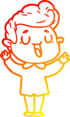 warm gradient line drawing happy cartoon man