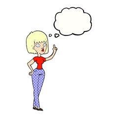 thought bubble cartoon woman with idea