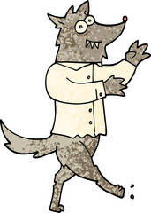 grunge textured illustration cartoon werewolf